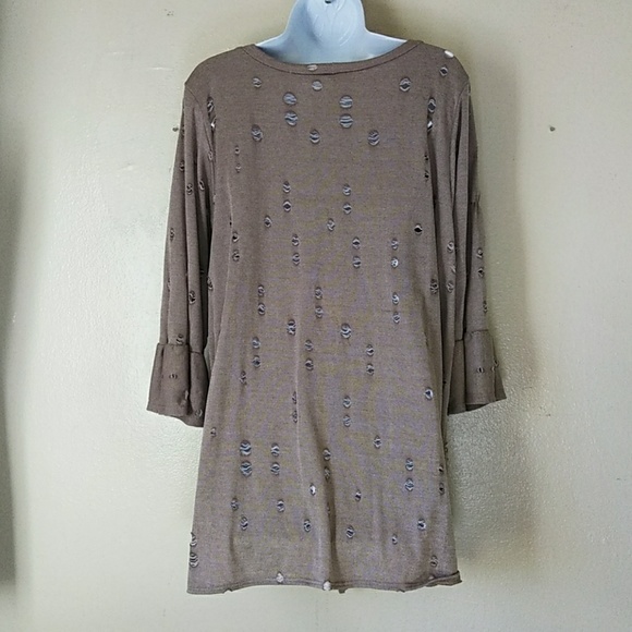 Sale New Distressed Knit Front Tie Tunic - Picture 2 of 6